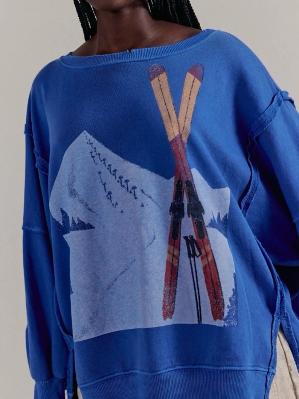 Free People We The Free Graphic Camden Pullover Ski Sweatshirt XS NWT